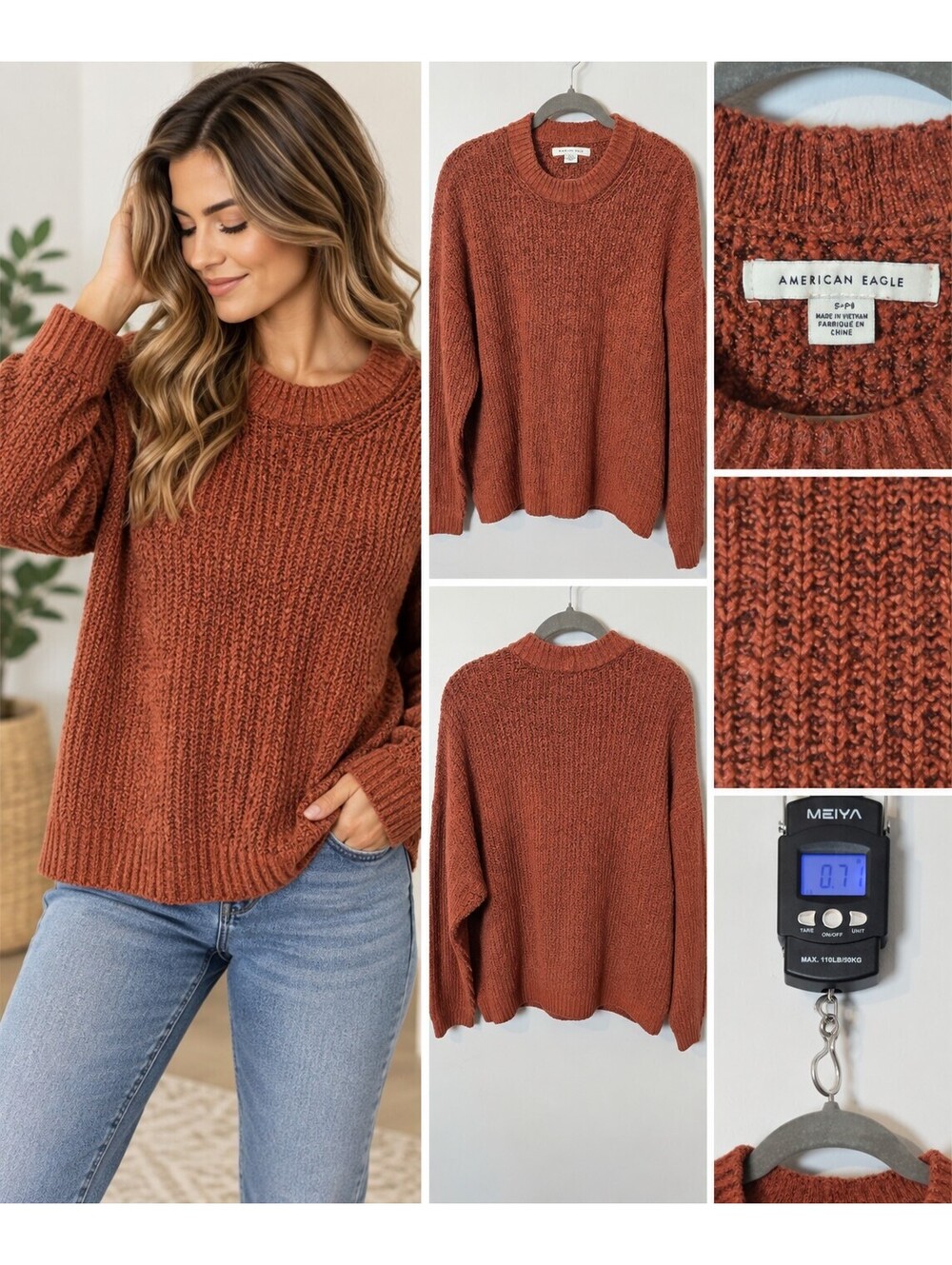 American Eagle rust knit sweater